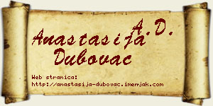 Anastasija Dubovac vizit kartica